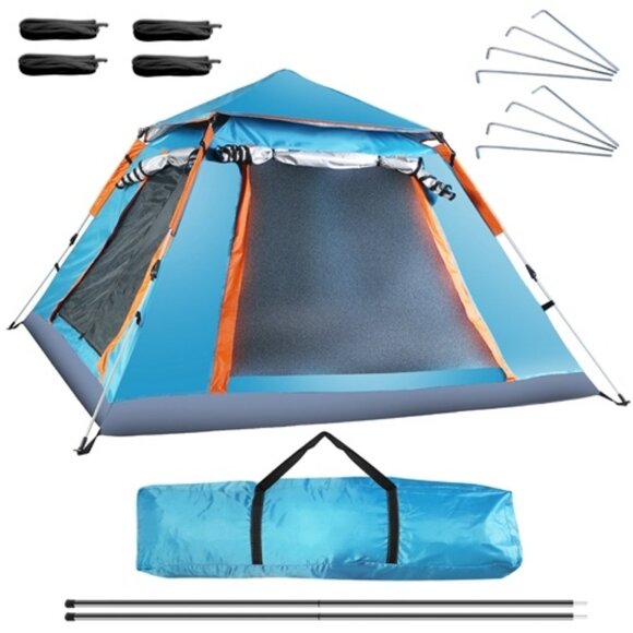 4-5 Person Camping Tent Outdoor Foldable Waterproof Tent with 2 Mosquito Net - Picture 2 of 8
